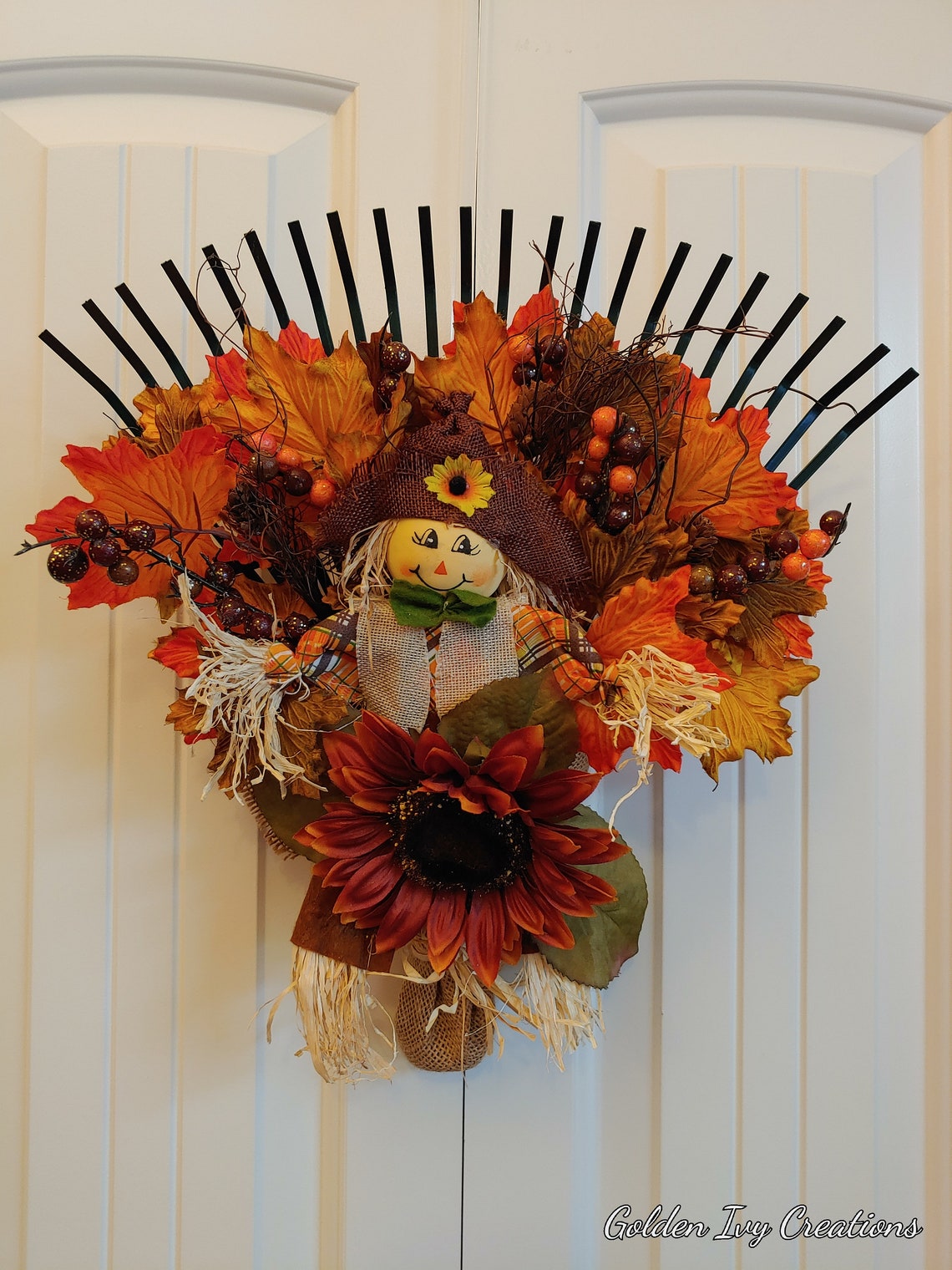 Scarecrow Rake With Leaves - Etsy