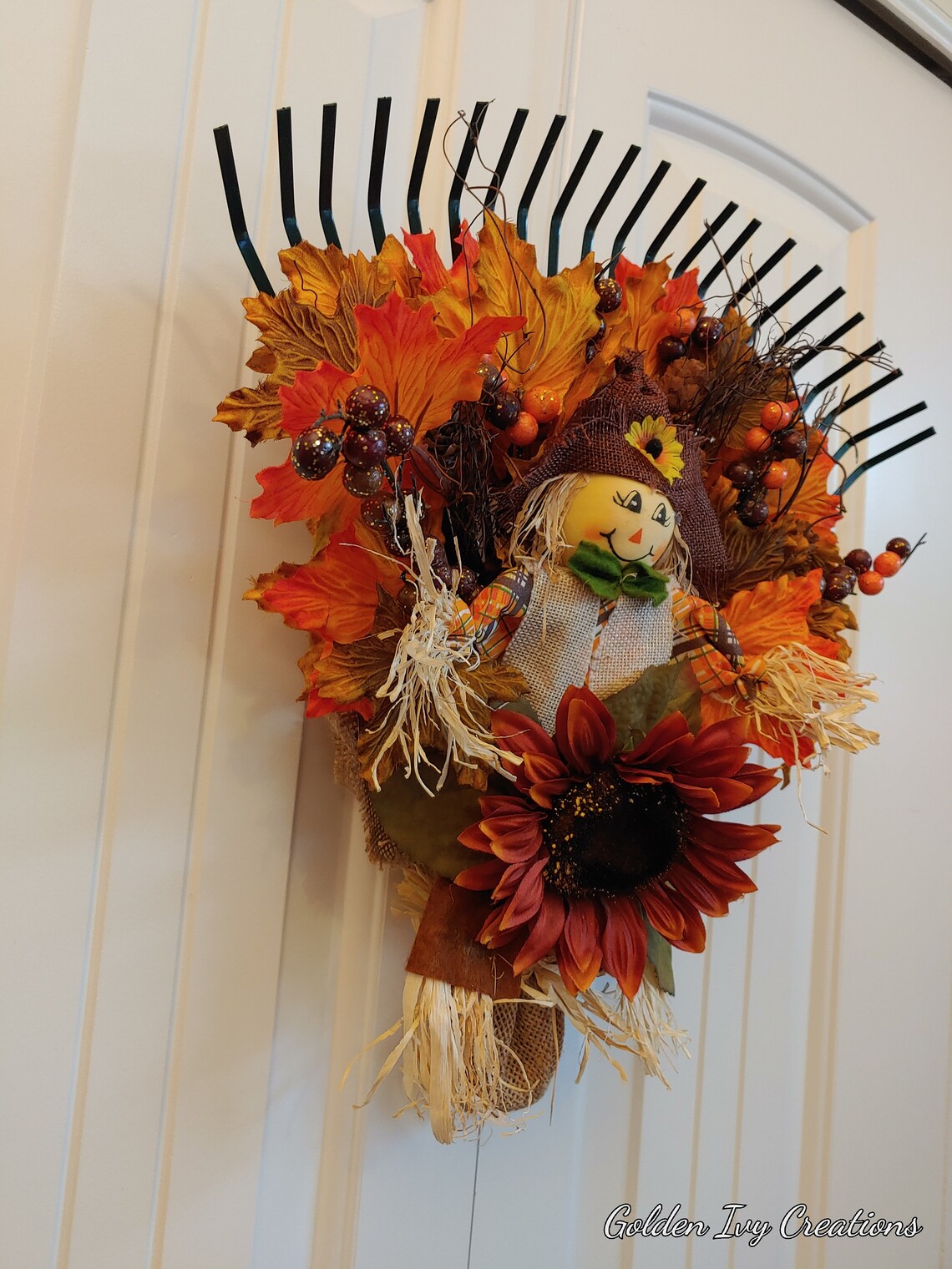 Scarecrow Rake With Leaves - Etsy