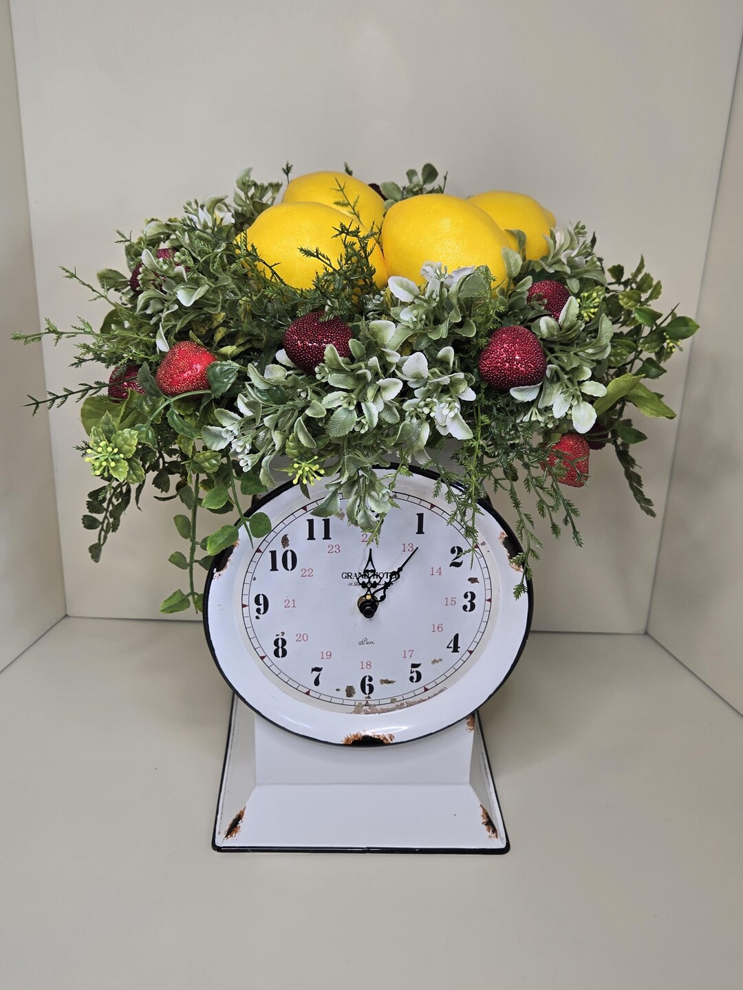 Vintage Kitchen Scale Clock With Battery Operation and Fruit and Herb ...