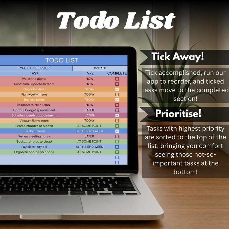 Task Also Ultimate Todo List Planner Google Sheets Automatic Task Organizer - Etsy