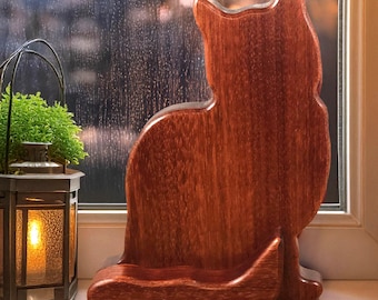 Cat Statue Wooden Cat Carving Shelf Accent Cat Themed Gift Pet Loss Gift Home Decor Show Cat Shelf Windowsill Desk Cat Thank You Present