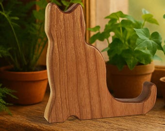 Cat Statue Wooden Cat Carving Shelf Accent Cat Themed Gift Pet Loss Gift Home Decor Show Cat Shelf Windowsill Desk Cat Thank You Present