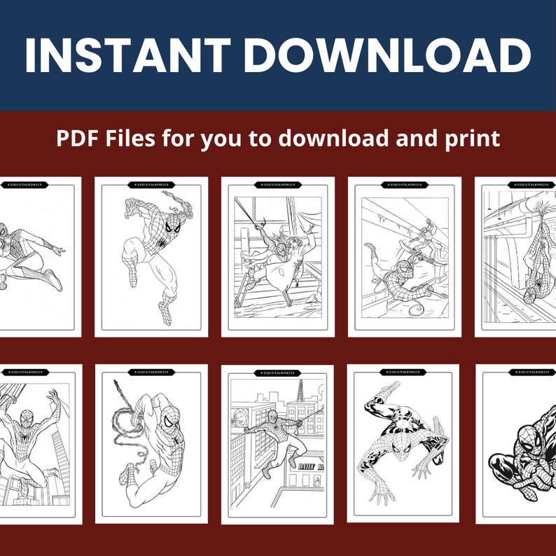 10 Printable Man Spider Coloring Pages Digital PDF File for Kids - Etsy