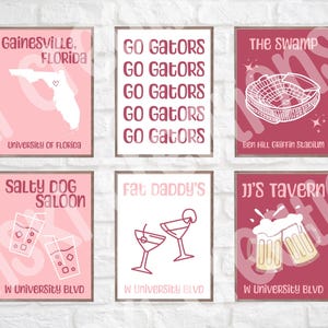 University of Florida College Digital Wall Art | UF Wall Art | Dorm Digital Prints | College Gifts | Trendy College Posters | Set of 6
