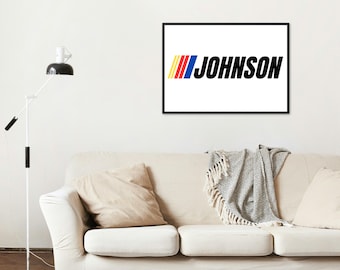 Impresión personalizada del logotipo de NASCAR, arte digital de carreras, decoración personalizada de carreras, regalo para fanáticos de los autos de carrera, arte mural único