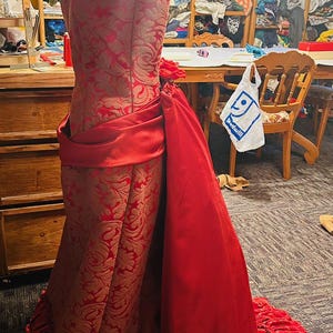 Handmade Victorian-Inspired Red Ball Gown