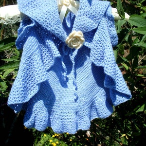 Crochet Pattern for Girls Waterfall Cardigan - Bolero - Waistcoat - Shrug - Sizes 2 to 6 years old