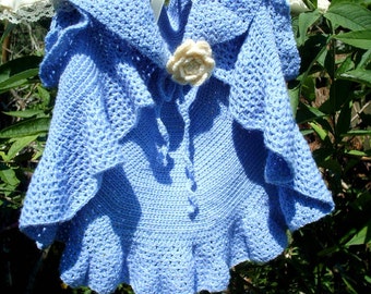 Crochet Pattern for Girls Waterfall Cardigan - Bolero - Waistcoat - Shrug - Sizes 2 to 6 years old