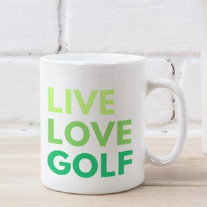 Live Love Golf Mug – high-quality ceramic mug for golfers – perfect gift for golf lovers // @LaBombaGolf