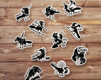 Crow DnD Class Vinyl Stickers | Bird Fantasy RPG Decal | Dungeons and Dragons Gift | Stationary, Journal and Accessories | Gothic Stickers