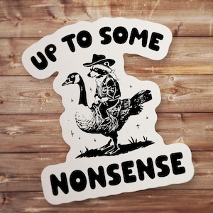Up To Some Nonsense Raccoon Sticker – Waterproof Dishwasher Safe Vinyl Decal for Laptop, Cup, Car, Gift