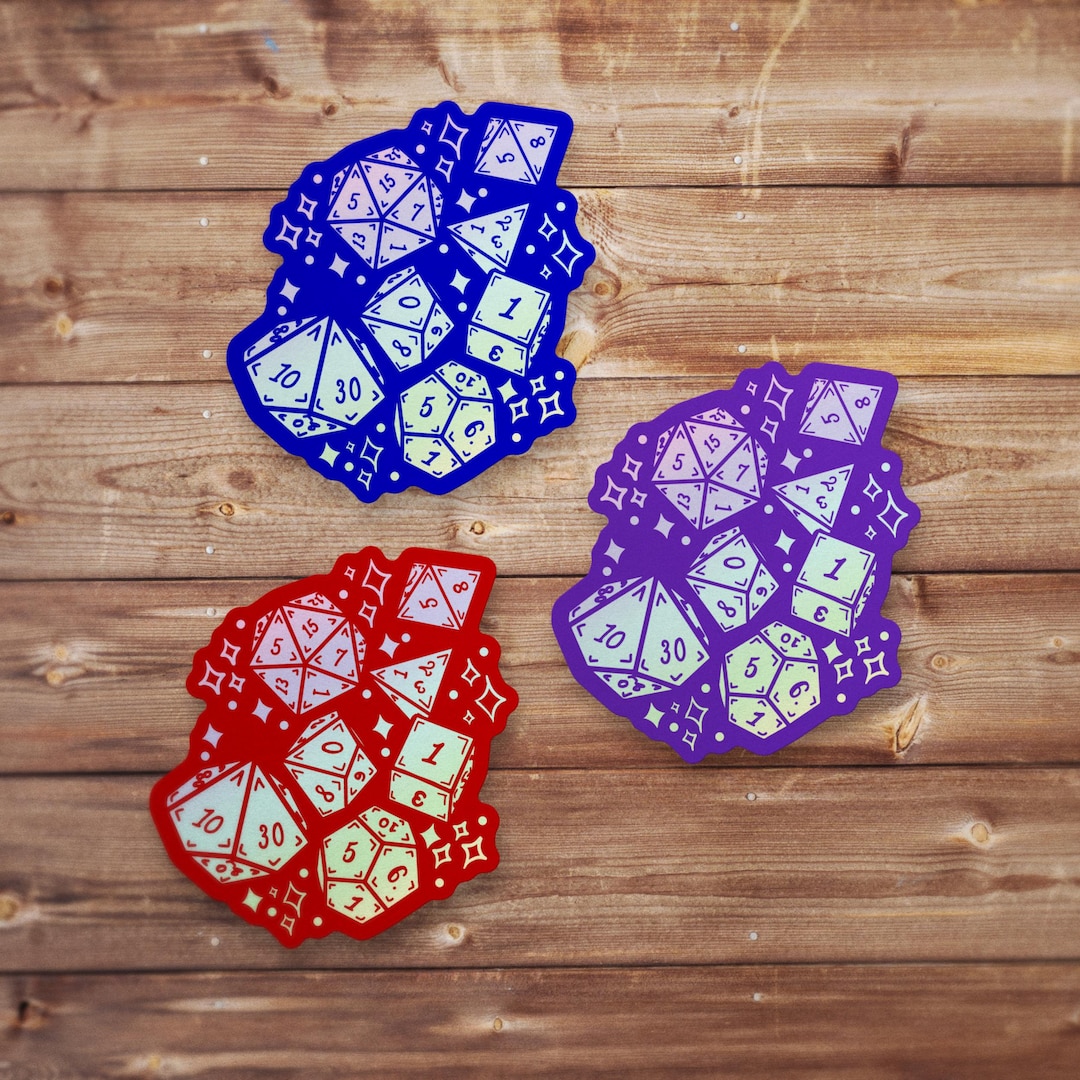 Dice Throw Stickers Dungeons and Dragons Dnd Inspired Illustration With ...