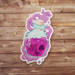 Skull Potion Sticker, Pink Poison Bottle, Witchy Gamer Art, Alchemy TTRPG Accessories, Cute Goth Fantasy Vinyl, Laptop Water Bottle Decor