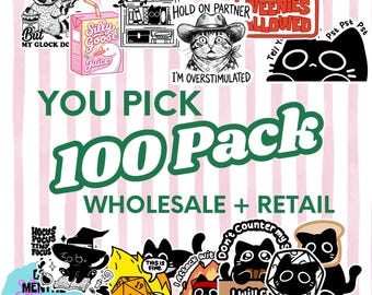 100 Sticker Pack, Assorted Stickers, Retail and Wholesale Decals, Customized Stickers, Waterproof, Dishwasher Safe, Kindle iPad Cellphones