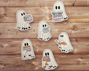 Reading Ghosts Book Stickers | booktok reader tbr humor waterproof vinyl die cut phone laptop bottle journal decor