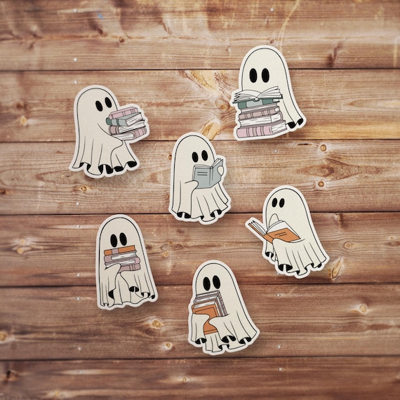 Reading Ghosts Book Stickers | booktok reader tbr humor waterproof vinyl die cut phone laptop bottle journal decor