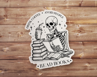 Avoid People Read Book Stickers | book lover reader humor vinyl waterproof die cut kindle laptop water bottle journal aesthetic