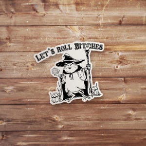 Let's Roll Stickers dungeons and dragons dnd inspired illustration with funny nerdy humor sketch style design for laptops tumblers cups