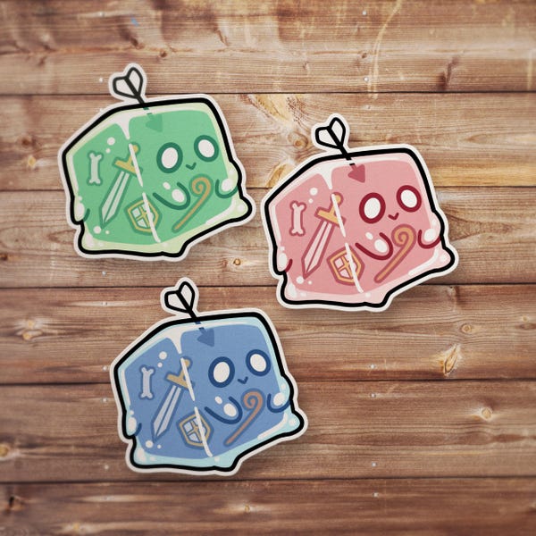 Gelatinous Cube Vinyl Sticker – Cute DnD Ooze Monsters in Various Colors – Funny Gaming Decal for Laptops, Water Bottles, Journals & Gifts