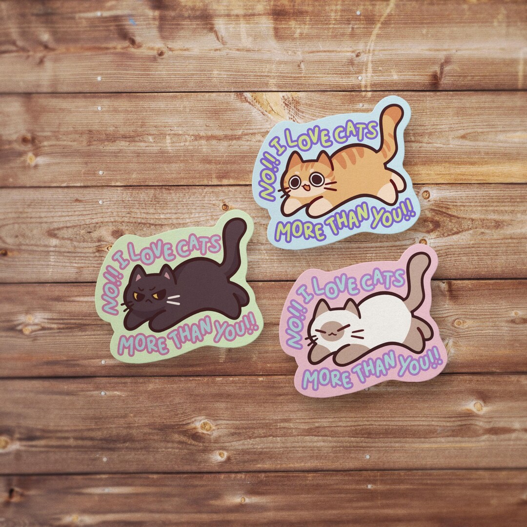 Cat Sticker Pack, Funny Sticker, Funny Meme Decal for Water Bottles ...