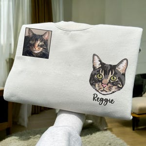 Embroidered Custom Cat Sweatshirt, Custom Pet Hoodie , Custom Embroidered Pet Hoodie, Personalized Pet Face and Pet name Sweatshirt