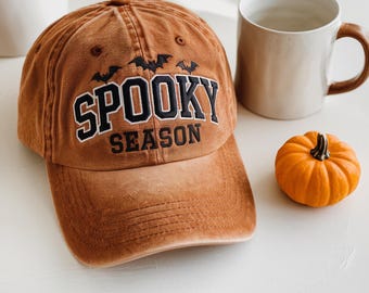 Embroidered Spooky Season Baseball Cap, Halloween Hat