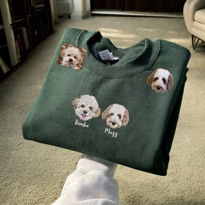Custom Dog Embroidered Sweatshirt, Custom Pet shirt, Custom Embroidered Pet Hoodie, Personalized Pet Face and Pet name Sweatshirt