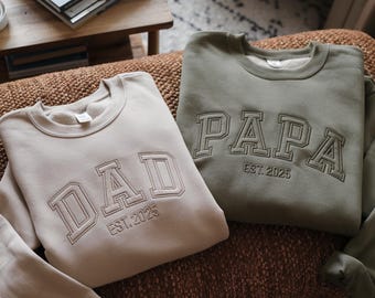 Embroidered Papa Est. Sweatshirt, Custom Father's Day Gift
