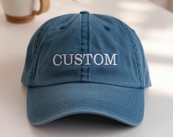 Custom Text Embroidered Baseball Hat: Vintage Style Dad Cap