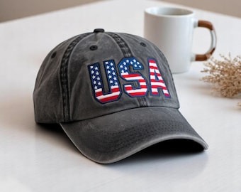 Embroidered USA Cotton Hat, Patriotic Baseball Cap