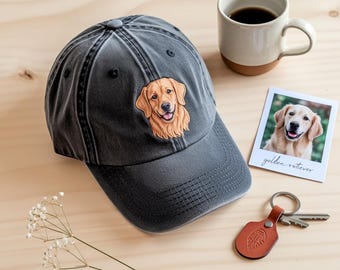 Custom Embroidered Pet Photo Hat – Personalized Cotton Cap, Pet Lover Gift