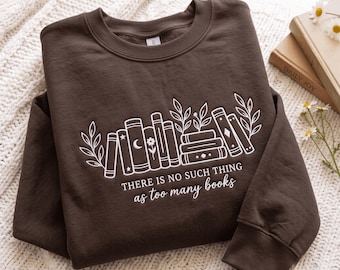 Embroidered Book Lover Sweatshirt, Reading Gift, Cotton Blend Sweater