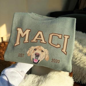 Sudadera bordada con retrato de perro personalizado, sudadera con capucha personalizada para mascotas, sudadera personalizada con rostro y nombre de mascota, regalo personalizado