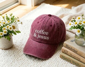 Embroidered Coffee and Jesus Washed Cap, Christian Baseball Hat