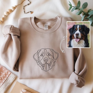 Custom Embroidered Dog Sweatshirt ,Personalised one-line Pet Crewneck ,Dog Mom Sweater,Unisex Embroidered Hoodie,Custom Gifts For Dog Owners