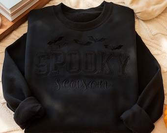 Embroidered Spooky Season Sweatshirt, Halloween Crewneck