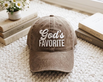 God's Favorite Embroidered Washed Cotton Baseball Cap, Funny Christian Hat