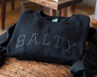 Embroidered Salty Sweatshirt, Beach Hoodie
