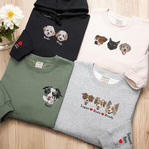 Custom Dog Portrait Embroidered Sweatshirt,Custom Pet Hoodie, Personalized Pet Face and Pet name Sweatshirt,Custom gift