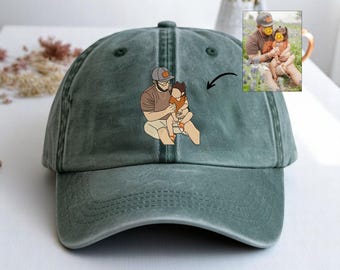Custom Embroidered Portrait Dad Cap – Personalized Photo Hat