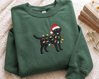 Embroidered Christmas Black Labrador Sweatshirt | Festive Holiday Dog Shirt