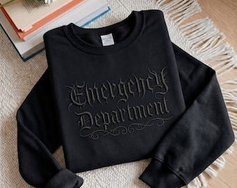 EMBROIDERED Emergency Department Halloween SweatShirt,Halloween ER Nurse Shirt,Emergency Nurse Shirt,ErHalloween Gift ForNurse,Spooky BooTee