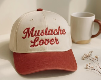 Embroidered Mustache Lover Baseball Cap, Cotton Twill Trucker Hat