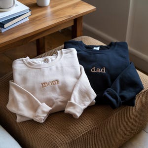 Embroidered Mama Dad Sweatshirt, Mom Dad Matching Shirts