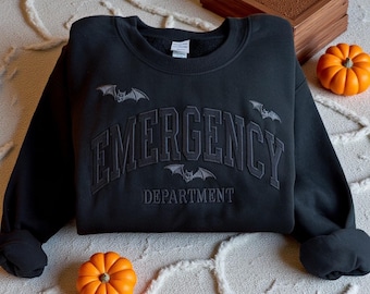 Embroidered Emergency Department Halloween Sweatshirt, Nurse Gift