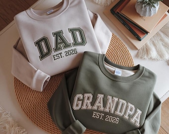 Embroidered Grandpa Sweatshirt, Custom Name & Date, Father's Day Gift
