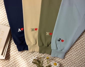 Custom Embroidered Initial Heart Sweatshirt | Matching Couple Hoodie