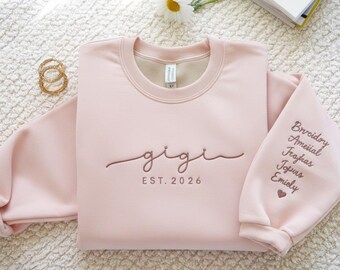 Embroidered Gigi Sweatshirt: Grandma Gift, Mother's Day, Christmas Gift