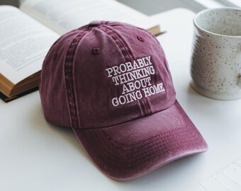 Thinking About Going Home Embroidered Vintage Hat, Cap