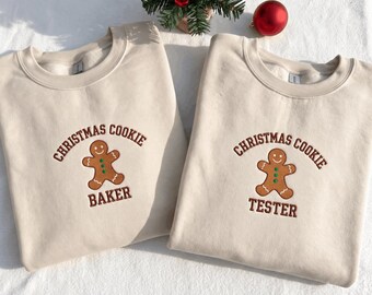 Embroidered Christmas Cookie Baker Tester Sweatshirt, Gingerbread Crewneck (65% Cotton)